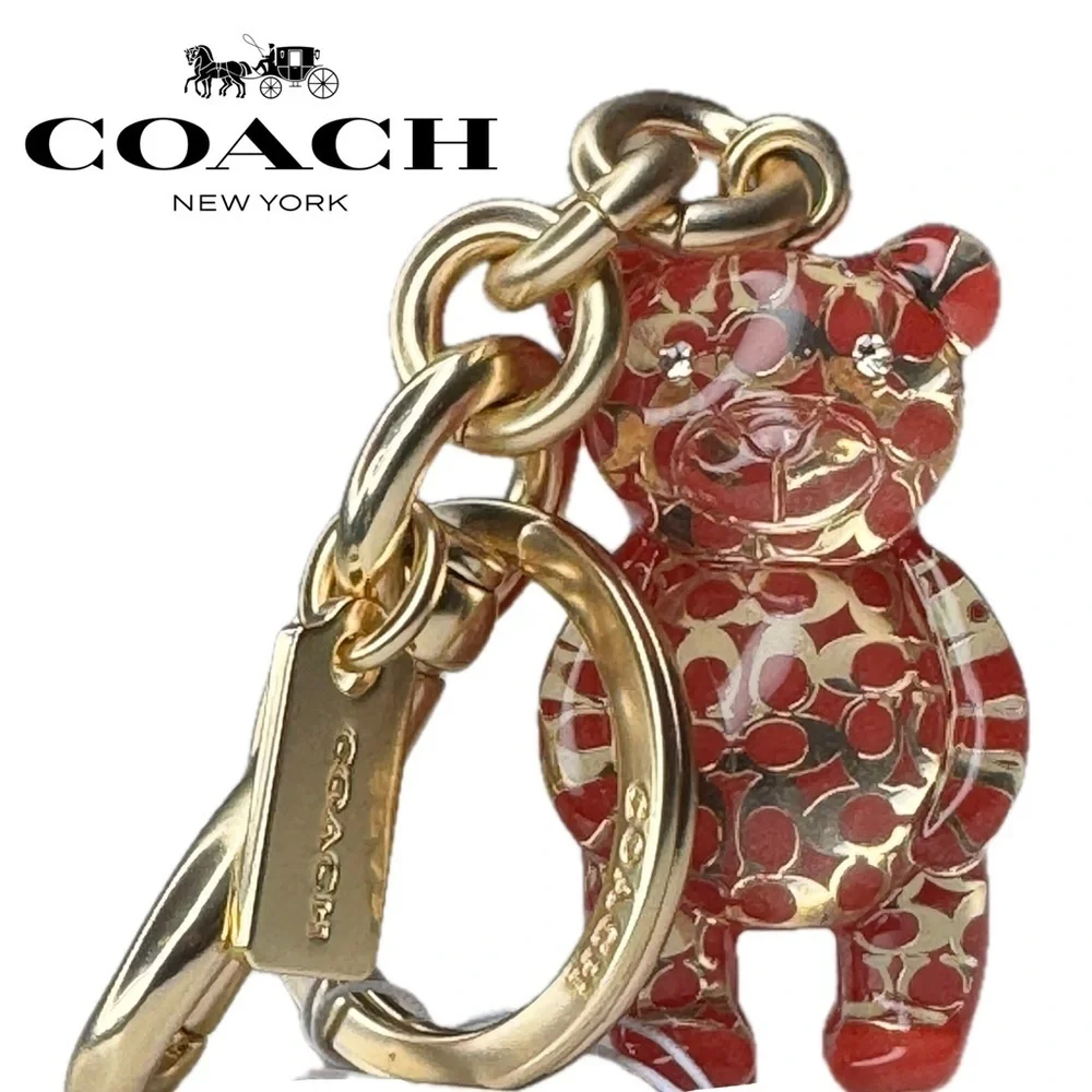 Coach Resin Gummy Bear Bag Charm Gold/Wine CK062 Keychain - Picture 16 of 16